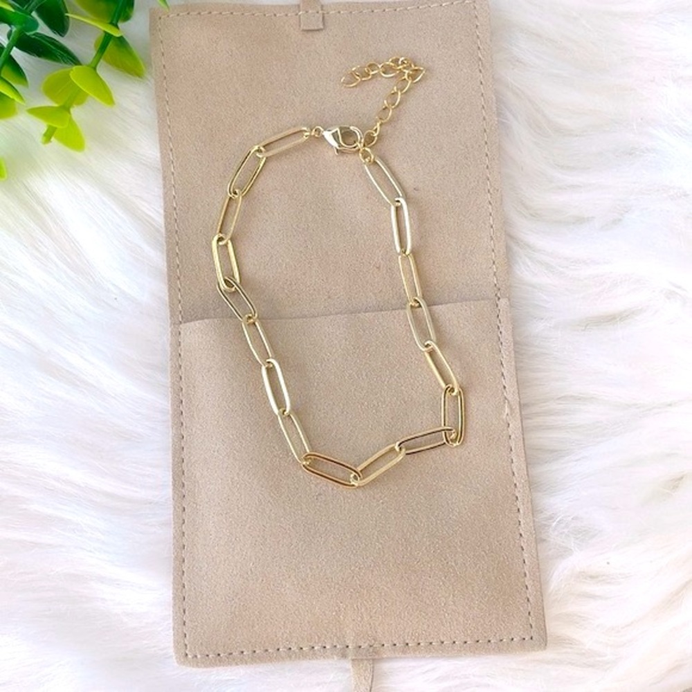 14K Gold Filled Paper clip Anklet - Picture 3 of 9